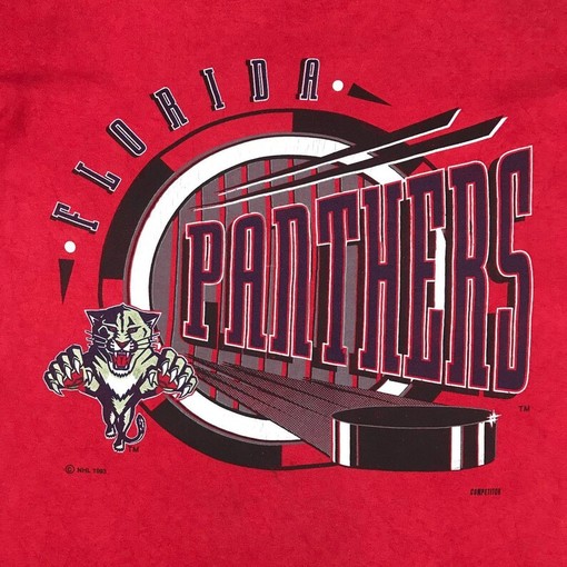 Vintage Style 90S Nhl Florida Panthers Crew Neck T-Shirt Printed Spell Out Big Logo Nhl Florida Panthers Shirts - Image 2
