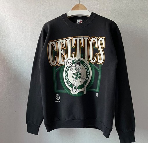 Vintage Style 90s Boston Celtics Crewneck Sweatshirt and Basketball Tee - Unisex NBA Apparel - Image 2