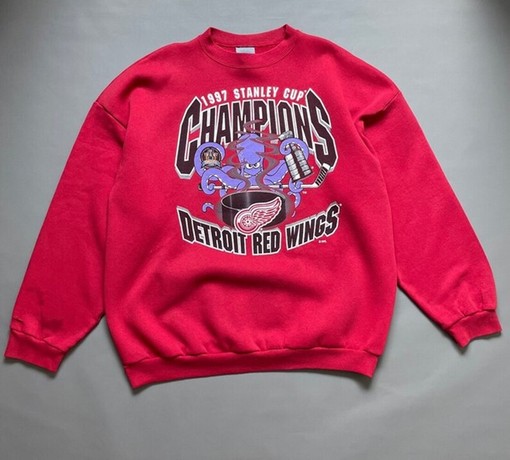 Vintage Style 90s Detroit Red Wings Stanley Cubs Champions Sweatshirt, Detroit Red Wings Hoodie, Gift for Her - Image 2