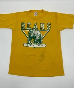 Vintage Style 90s Gold Baylor Bears Single Stitch NCAA T-Shirt Sweatshirt Hoodie for Football Game Day Enthusiasts