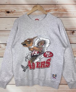 Vintage Style 90s Nutmeg NFL San Francisco 49ers Crewneck Sweatshirt, Mirror, and Pullover - Perfect Gifts for NFL Fans