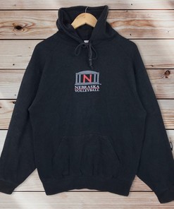 Vintage Style 90s University of Nebraska Volleyball Pullover Hoodie - NCAA Fans Edition