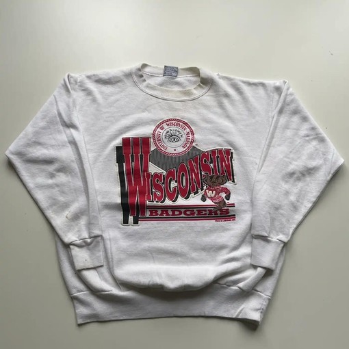 Vintage Style 90s University of Wisconsin Badgers NCAA Football Sweatshirt, Hoodie, and T-Shirt for Fans