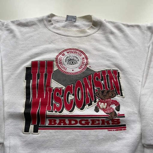 Vintage Style 90s University of Wisconsin Badgers NCAA Football Sweatshirt, Hoodie, and T-Shirt for Fans - Image 2