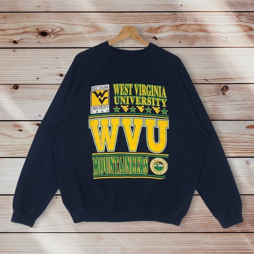 Vintage Style 90s West Virginia Mountaineers Crewneck Sweatshirt, West Virginia University Sweater Pullover for Fans