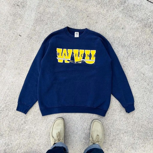Vintage Style 90s West Virginia Mountaineers Football Sweatshirt, Perfect Gift for NCAA Fans