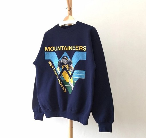 Vintage Style 90s West Virginia University Crewneck Sweatshirt, Vintage Style 90s Shirt, Mountainees Sweater for Fans