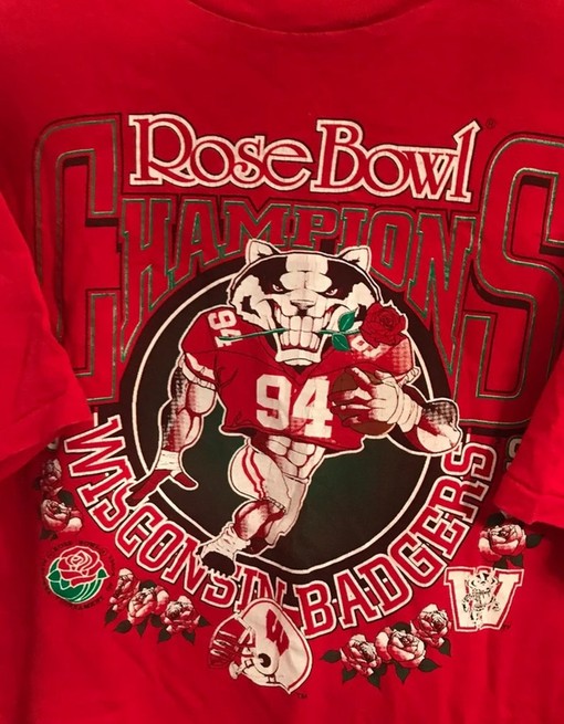 Vintage Style 90s Wisconsin Badgers Rose Bowl T-Shirt & Sweatshirt for NCAA Sports Fans - Image 2