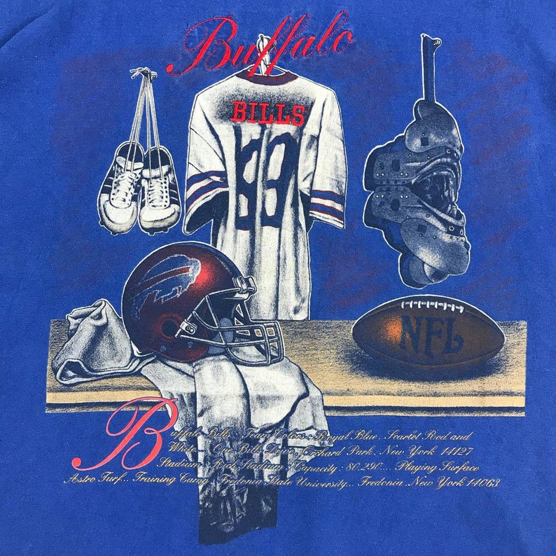 Vintage Style Boston College University American Sweatshirt and Nutmeg NFL Buffalo Bills Crewneck T-Shirts - Image 2