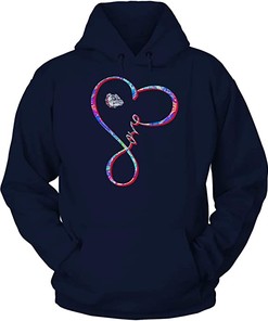Vintage Style Bulldogs Infinity Love Heart Pattern University Logo Gift Shirt