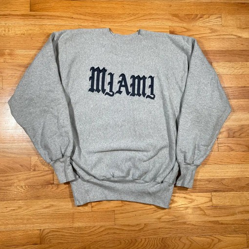 Vintage Style Champion Reverse Weave Apparel: American Football Apparel for University of Miami Fans