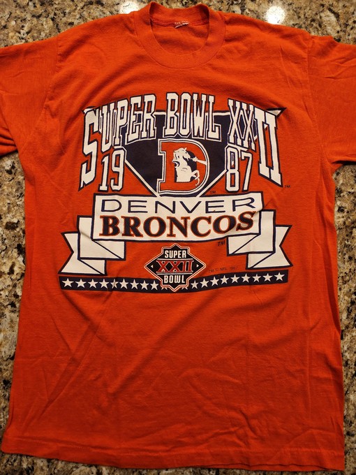 Vintage Style Denver Broncos 1987 Superbowl XXII Single Stitch State University Shirt Sweatshirt T-shirt