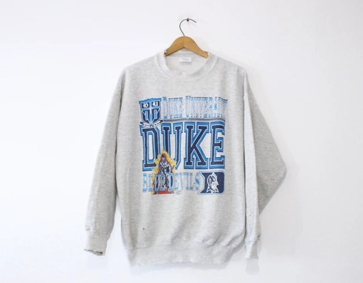 Vintage Style Duke University Blue Devils Sweatshirt Classic Duke Sweater with Classic Look