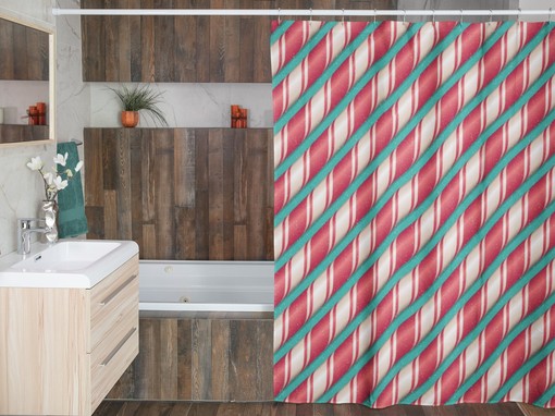 Vintage Style Festive Christmas Shower Curtain, Retro Bathroom Decoration