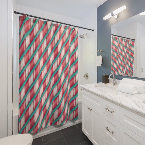 Vintage Style Festive Christmas Shower Curtain, Retro Bathroom Decoration - Image 2