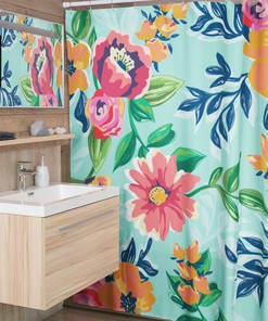 Vintage Style Floral Shower Curtain, Retro Flower Bathroom Accessory