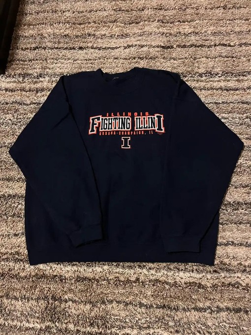 Vintage Style Illinois Fighting Illini Sweatshirt Hoodie for Football Game Day, NCAA Shirt Lover