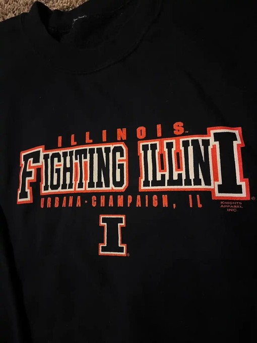 Vintage Style Illinois Fighting Illini Sweatshirt Hoodie for Football Game Day, NCAA Shirt Lover - Image 2