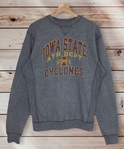 Vintage Style Iowa State University Cyclones College Football Printed Spell Out Crew Neck Sweatshirt and Hoodie