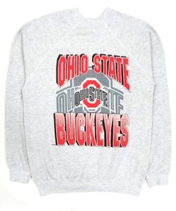 Vintage Style Jostens Ohio State Buckeyes University American Sweatshirt with Big Spell Out Logo