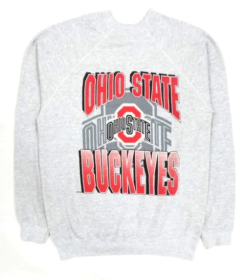 Vintage Style Jostens Ohio State Buckeyes University American Sweatshirt with Big Spell Out Logo