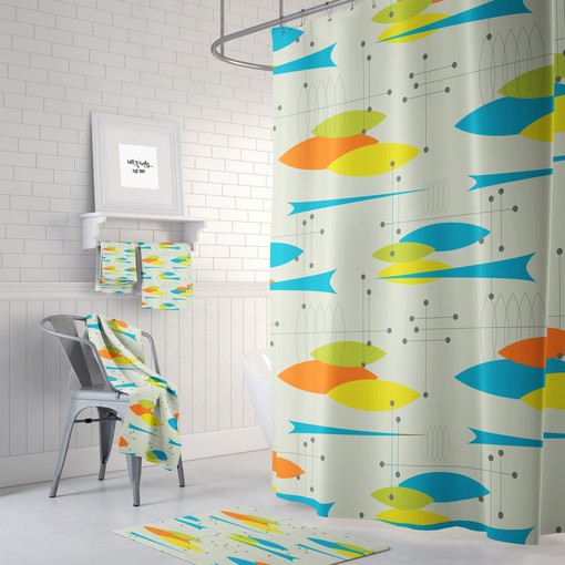 Vintage Style Mid Century Modern Shower Curtain: Sophisticated Bathroom Decor