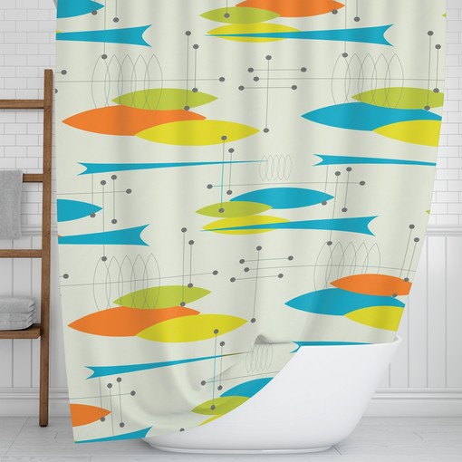 Vintage Style Mid Century Modern Shower Curtain: Sophisticated Bathroom Decor - Image 3