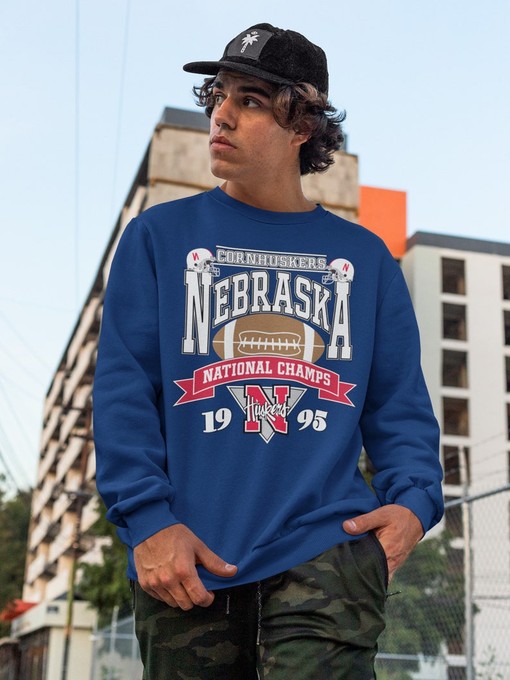 Vintage Style University Of Nebraska Huskers Sweatshirt and T-Shirt All Sizes with 1995 Nebraska Huskers Football Print