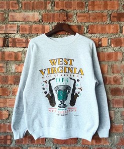 Vintage Style West Virginia Mountaineers Crewneck Sweatshirt for Fans