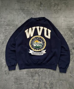 Vintage Style West Virginia University Mountaineers 90s Crewneck Full Color Apparel for Fans
