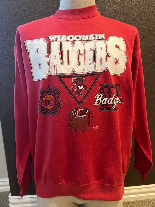 Vintage Style Wisconsin Badgers Crewneck Sweatshirt for NCAA Football Fans with vintage ncaa shirts