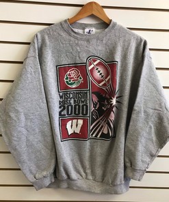 Vintage Style Wisconsin Badgers Rose Bowl 2000 Logo Sweatshirt with State University Shirt