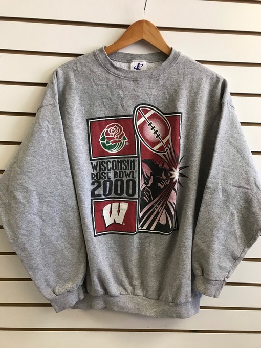 Vintage Style Wisconsin Badgers Rose Bowl 2000 Logo Sweatshirt with State University Shirt
