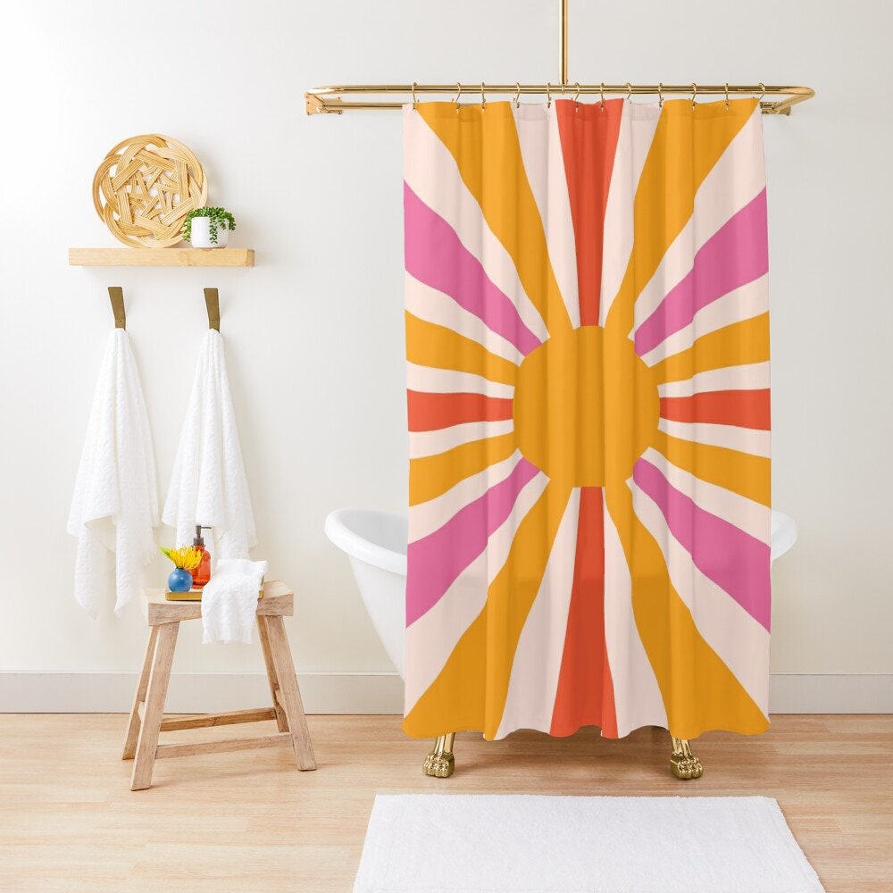 Vintage Sun Boho Shower Curtain - Eco-Friendly and Waterproof for Chic Vintage Bathroom Decor