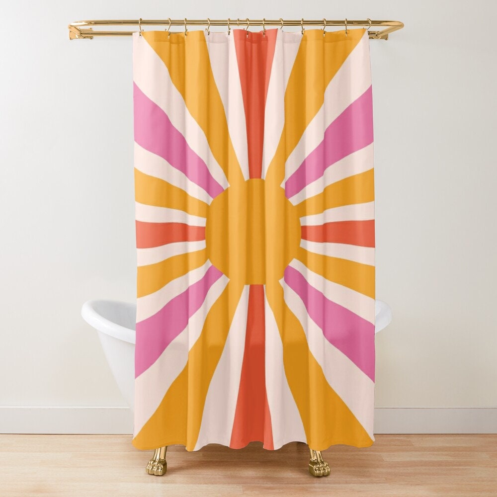 Vintage Sun Boho Shower Curtain - Eco-Friendly and Waterproof for Chic Vintage Bathroom Decor - Image 2