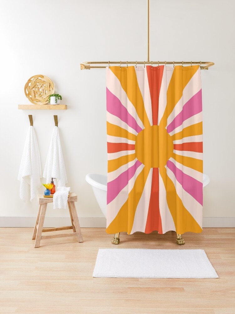 Vintage Sun Boho Shower Curtain - Eco-Friendly and Waterproof for Chic Vintage Bathroom Decor - Image 3