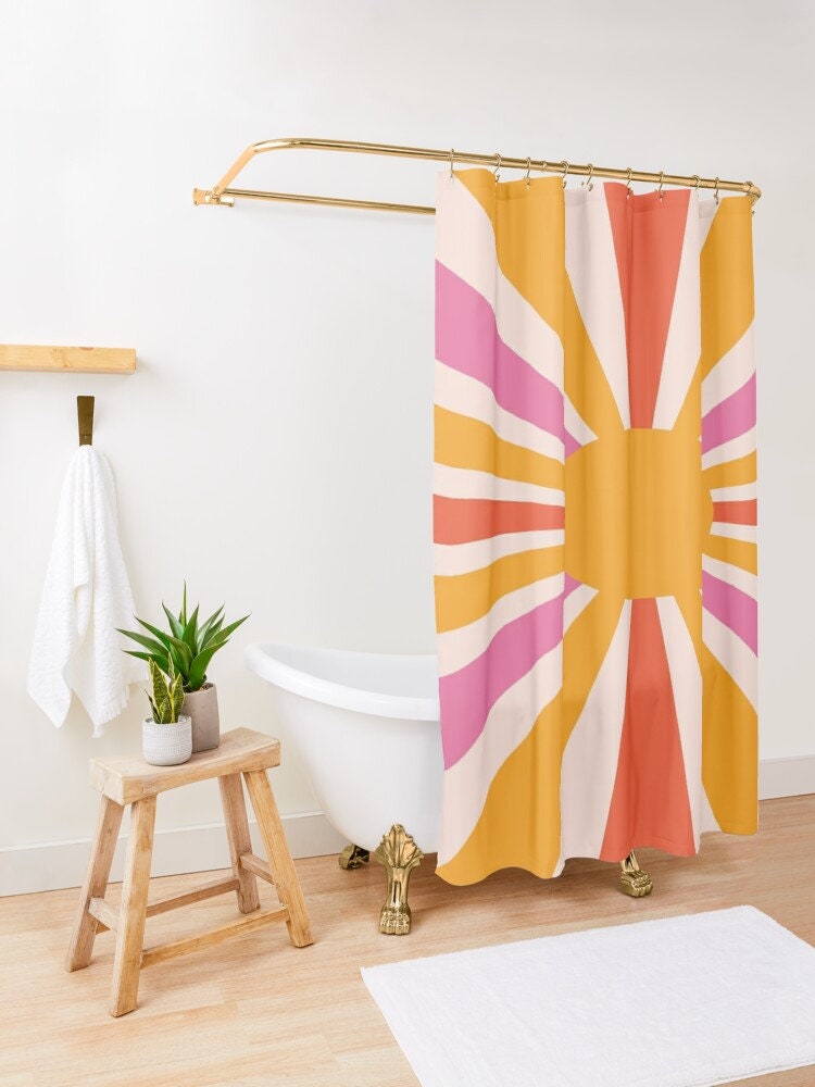 Vintage Sun Boho Shower Curtain - Eco-Friendly and Waterproof for Chic Vintage Bathroom Decor - Image 4