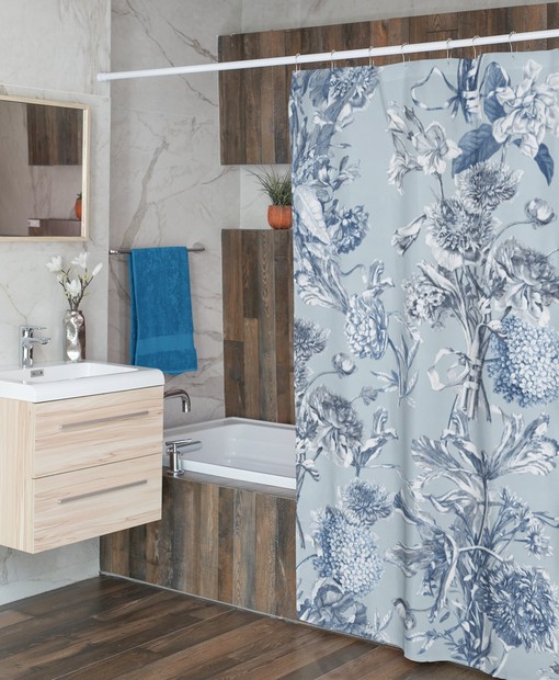 Vintage Toile Shower Curtain with Vintage-Inspired Floral Botanical Design for Your Bathtub - Image 4