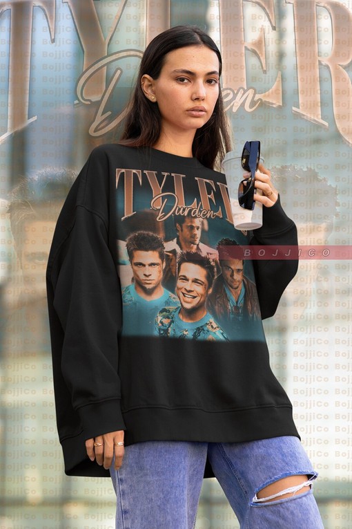 Vintage Tyler Durden Sweater, Retro Fight Club Homage Sweatshirt, Classic Brad Pitt Shirt