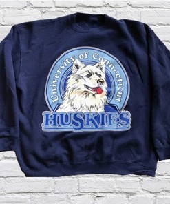 Vintage UConn Huskies Logo Sweatshirt - NCAA Basketball, University of Connecticut, Gifts for Fans Vintage NCAA Shirts