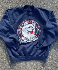 Vintage UConn Huskies Logo Sweatshirt - NCAA Basketball, University of Connecticut, Unisex Shirt Sweater Hoodie