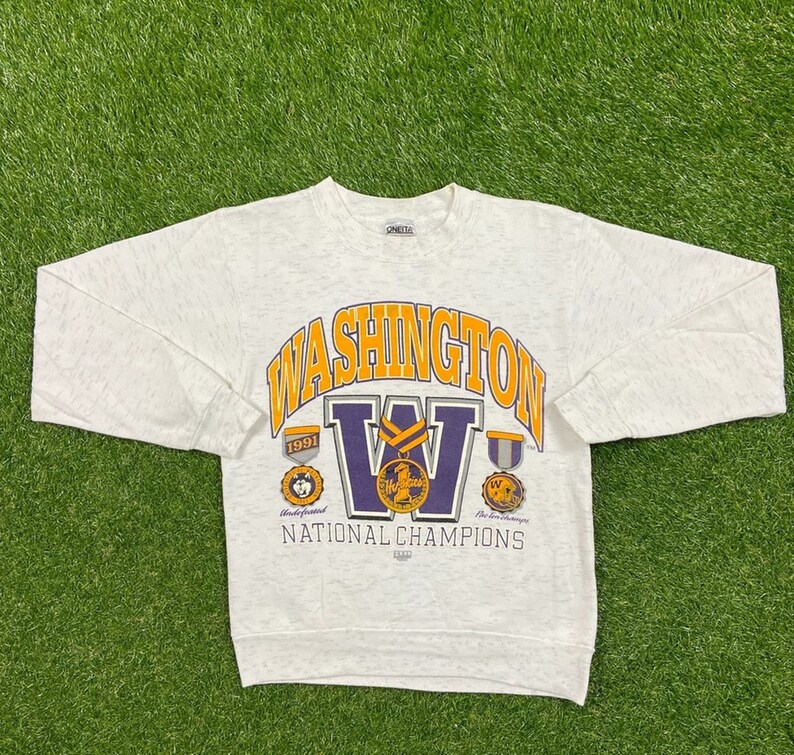 Vintage UW Huskies Hoodie, National Champions University of Washington Huskies Sweatshirt for Men