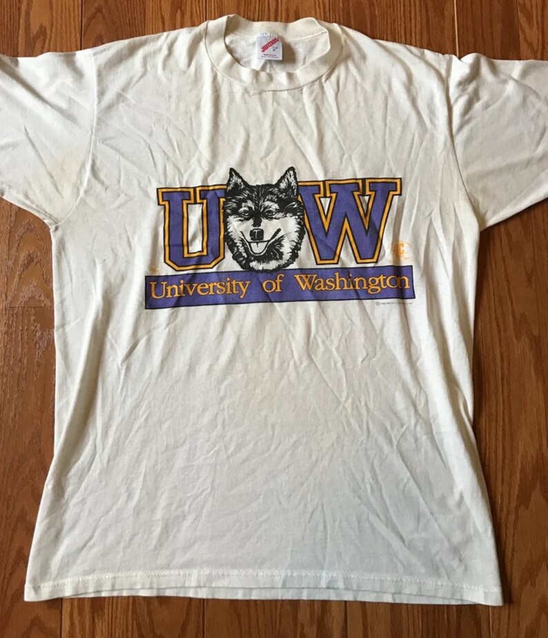 Vintage UW Huskies Hoodie, University of Washington Huskies Jerzees T-Shirt for Men