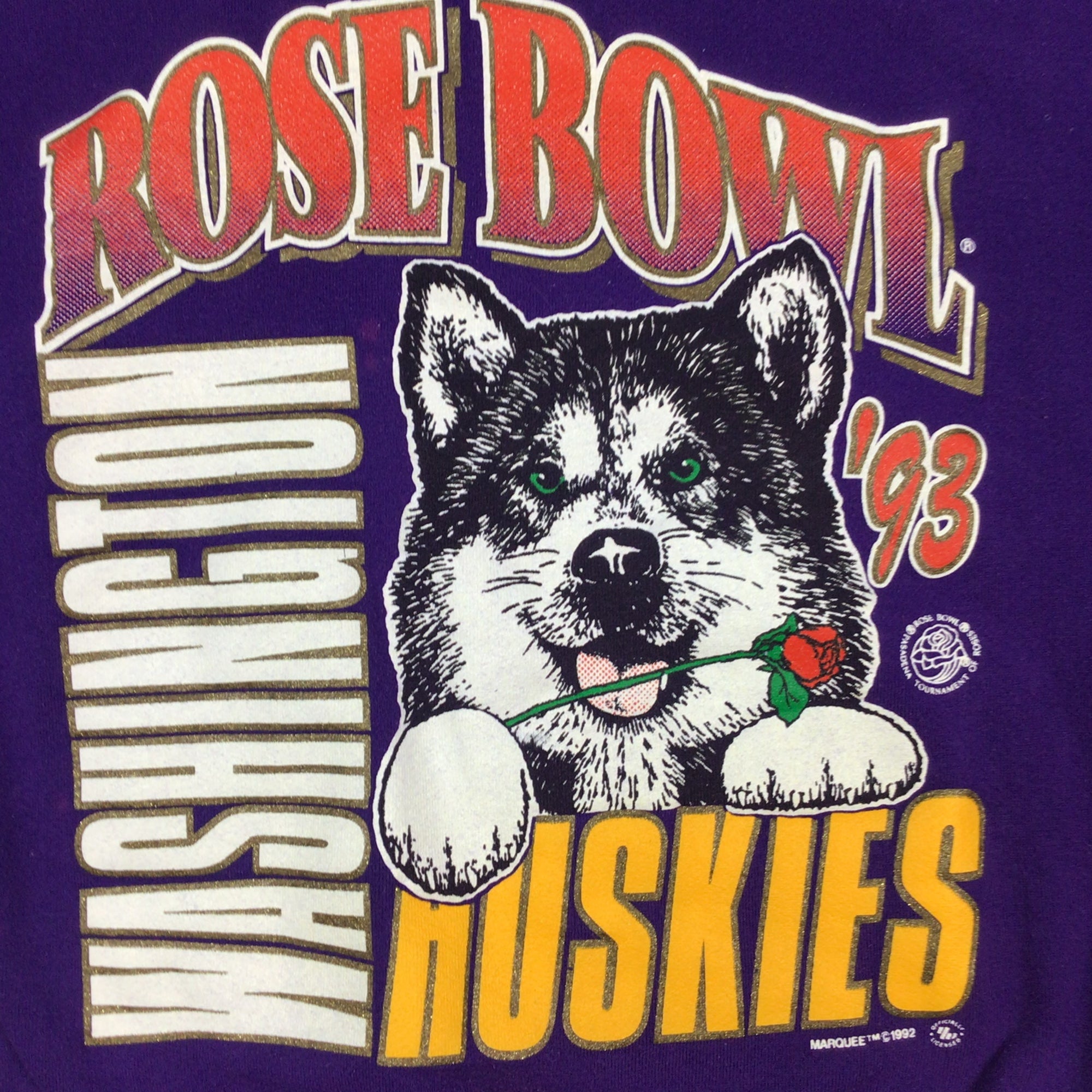 Vintage UW Huskies Hoodie, University of Washington Huskies Rose Bowl 1993 Sweatshirt for Men - Image 2