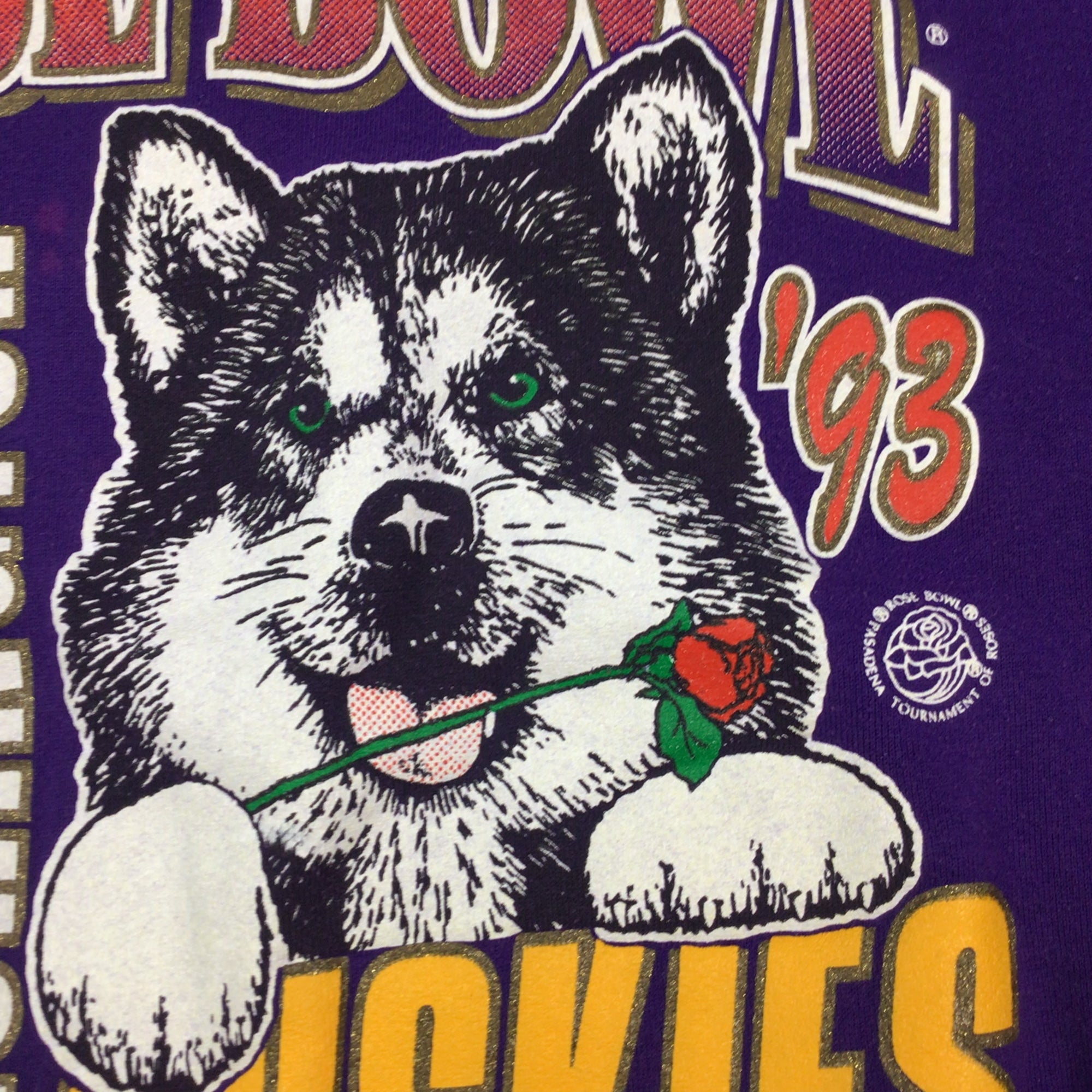 Vintage UW Huskies Hoodie, University of Washington Huskies Rose Bowl 1993 Sweatshirt for Men - Image 3