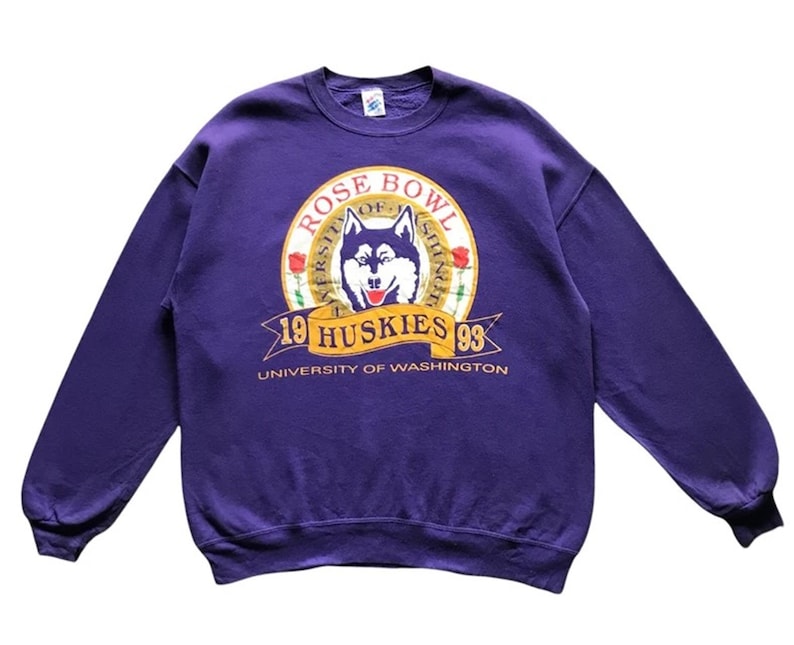 Vintage UW Huskies Hoodie, University of Washington Huskies Rose Bowl Crewneck Sweatshirt for Men
