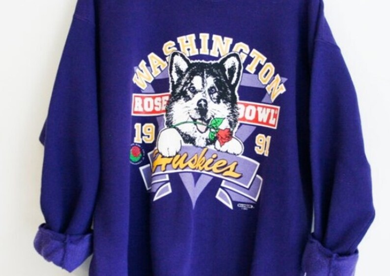 Vintage UW Huskies Hoodie, University of Washington Huskies Sweatshirt from the 90s for Men - Image 2