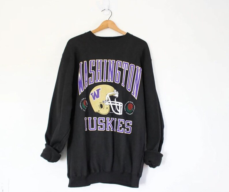 Vintage UW Huskies Hoodie, University of Washington Rose Bowl Sweatshirt for Men