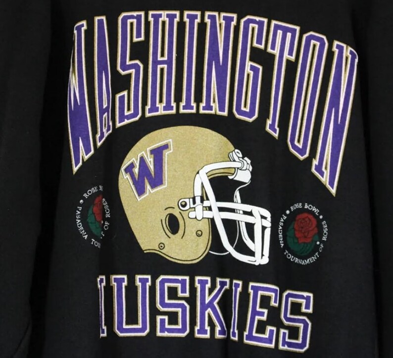 Vintage UW Huskies Hoodie, University of Washington Rose Bowl Sweatshirt for Men - Image 2