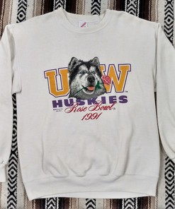 Vintage UW Huskies Sweatshirt, NCAA College Football Sweatshirt for Alumni and Fans
